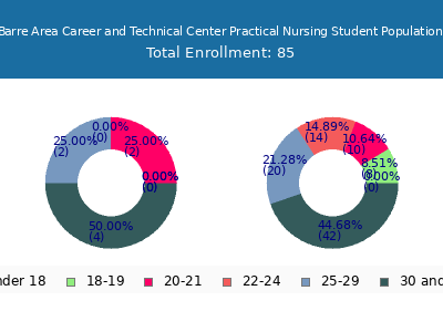 Wilkes-Barre Area Career and Technical Center Practical Nursing 2024 Student Population Age Diversity Pie chart