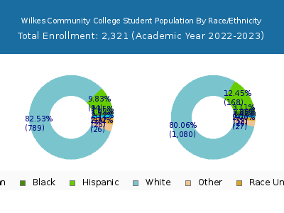 Wilkes Community College 2023 Student Population by Gender and Race chart