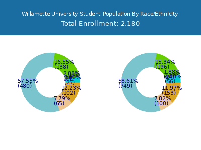 Willamette University 2025 Student Population by Gender and Race chart