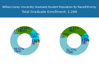 William Carey University 2025 Graduate Enrollment by Gender and Race chart