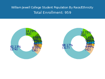 William Jewell College 2025 Student Population by Gender and Race chart