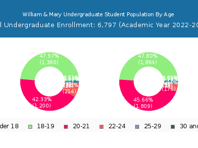 William & Mary 2023 Undergraduate Enrollment Age Diversity Pie chart
