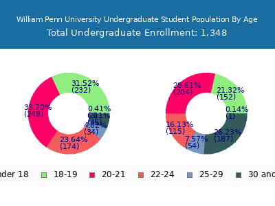 William Penn University 2024 Undergraduate Enrollment Age Diversity Pie chart