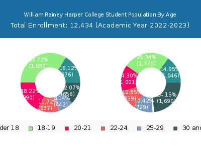 William Rainey Harper College 2023 Student Population Age Diversity Pie chart