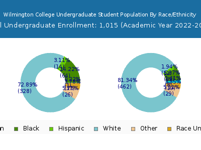 Wilmington College 2023 Undergraduate Enrollment by Gender and Race chart