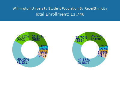 Wilmington University 2025 Student Population by Gender and Race chart