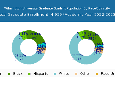 Wilmington University 2023 Graduate Enrollment by Gender and Race chart