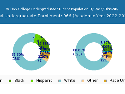 Wilson College 2023 Undergraduate Enrollment by Gender and Race chart
