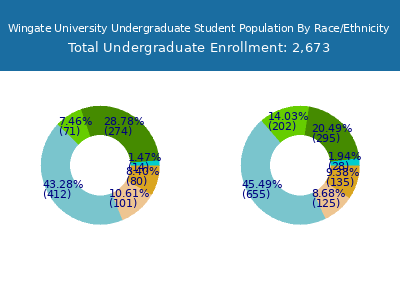 Wingate University 2025 Undergraduate Enrollment by Gender and Race chart