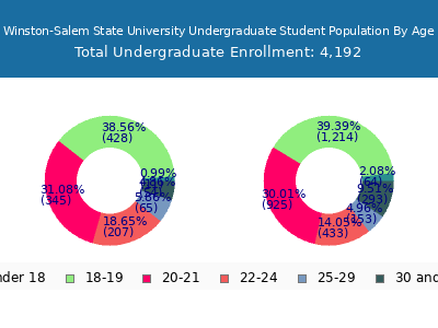 Winston-Salem State University 2025 Undergraduate Enrollment Age Diversity Pie chart