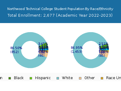 Northwood Technical College 2023 Student Population by Gender and Race chart