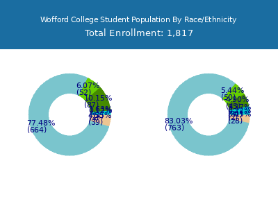 Wofford College 2025 Student Population by Gender and Race chart