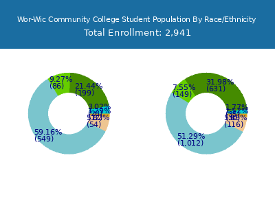 Wor-Wic Community College 2025 Student Population by Gender and Race chart