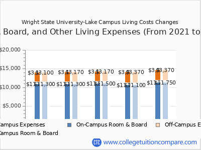 Wright State University-Lake Campus 2025 room & board cost chart