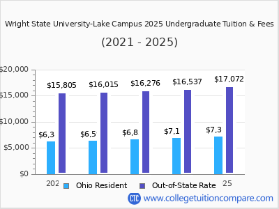 Wright State University-Lake Campus 2025 undergraduate tuition chart