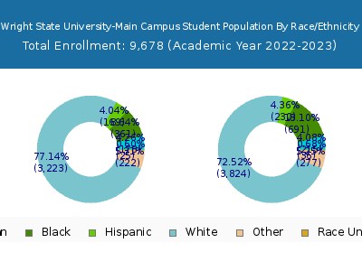 Wright State University-Main Campus 2023 Student Population by Gender and Race chart