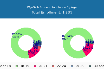 WyoTech 2025 Student Population Age Diversity Pie chart