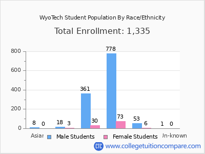 WyoTech 2025 Student Population by Gender and Race chart