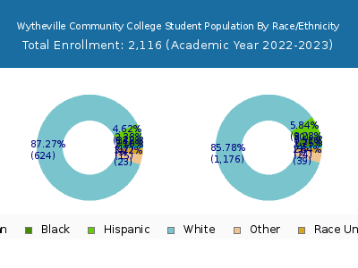 Wytheville Community College 2023 Student Population by Gender and Race chart