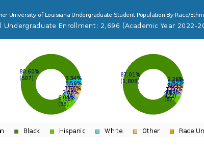 Xavier University of Louisiana 2023 Undergraduate Enrollment by Gender and Race chart