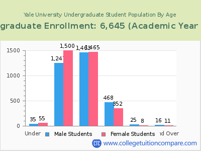 Yale University 2023 Undergraduate Enrollment by Age chart
