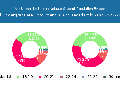 Yale University 2023 Undergraduate Enrollment Age Diversity Pie chart