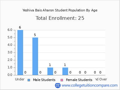Yeshiva Bais Aharon 2024 Student Population by Age chart