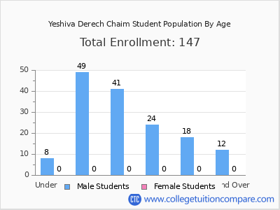 Yeshiva Derech Chaim 2024 Student Population by Age chart