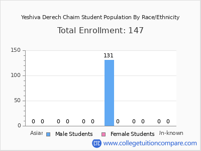 Yeshiva Derech Chaim 2025 Student Population by Gender and Race chart