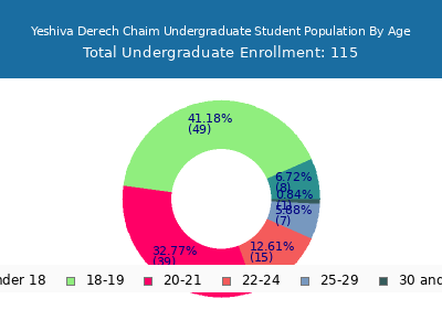 Yeshiva Derech Chaim 2024 Undergraduate Enrollment Age Diversity Pie chart