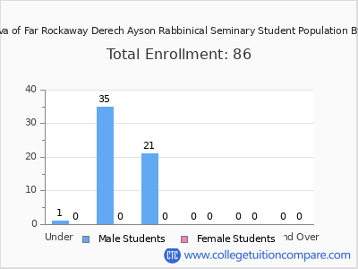 Yeshiva of Far Rockaway Derech Ayson Rabbinical Seminary 2024 Student Population by Age chart