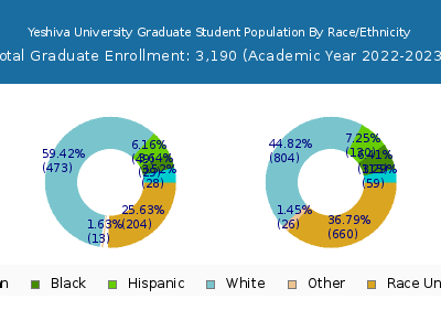 Yeshiva University 2023 Graduate Enrollment by Gender and Race chart