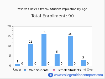 Yeshivas Be'er Yitzchok 2024 Student Population by Age chart