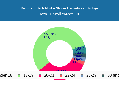 Yeshivath Beth Moshe 2024 Student Population Age Diversity Pie chart