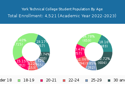 York Technical College 2023 Student Population Age Diversity Pie chart