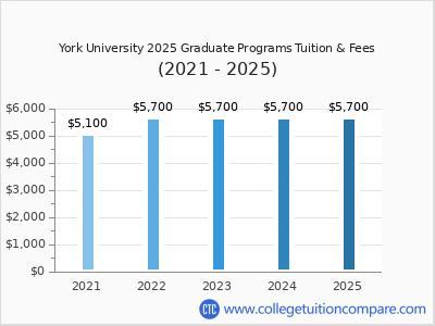 York University 2025 graduate tuition chart