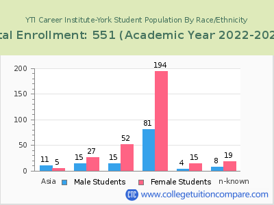 YTI Career Institute-York 2023 Student Population by Gender and Race chart