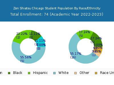 Zen Shiatsu Chicago 2023 Student Population by Gender and Race chart