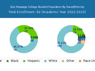 Zion Massage College 2023 Student Population by Gender and Race chart