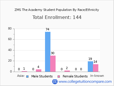 ZMS The Academy 2025 Student Population by Gender and Race chart